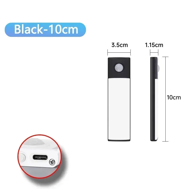 Luz com Sensor de Movimento, LED Recarregável via USB para Cozinha e Guarda-roupa